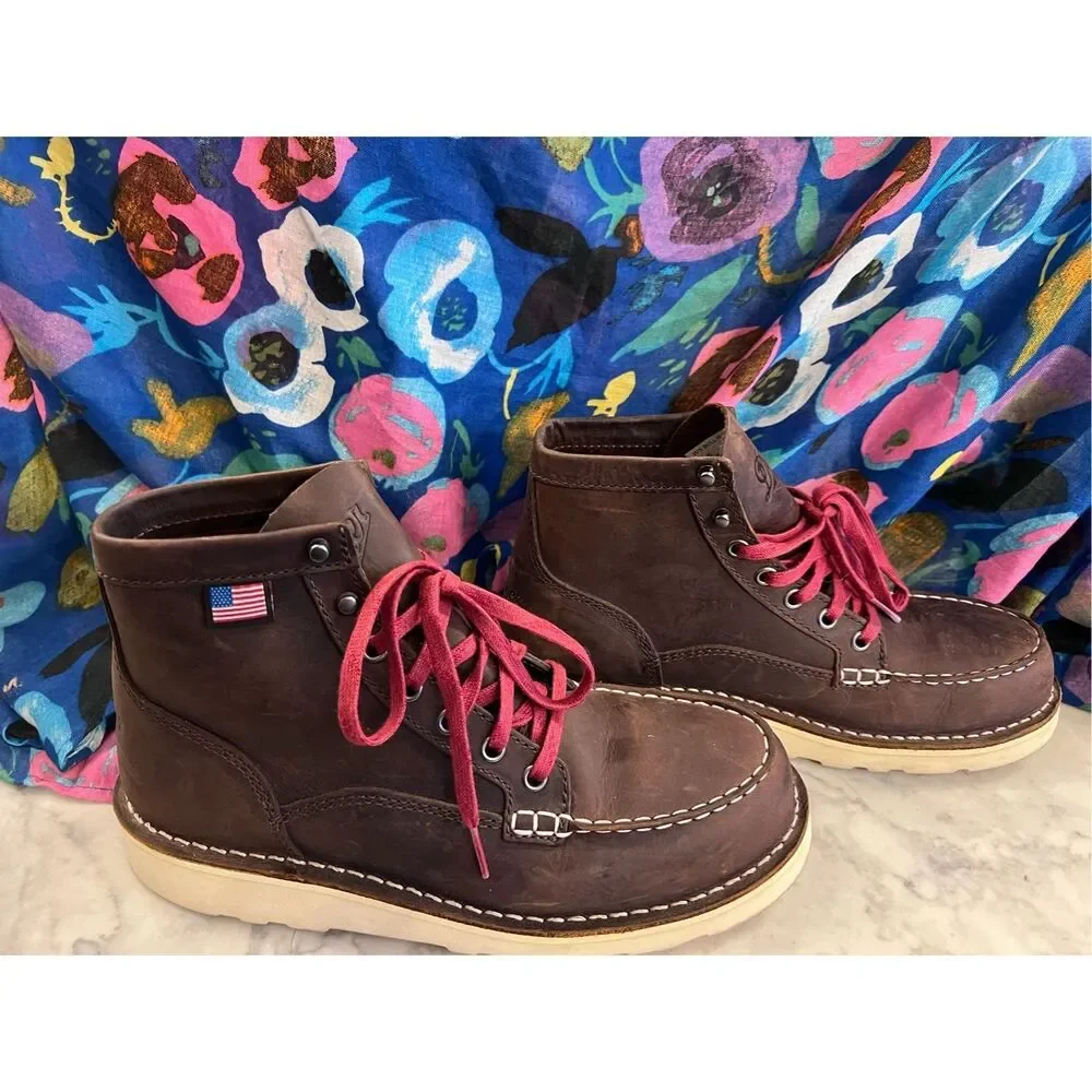 Danner Dark Brown Boots with Red Laces - Picture 3 of 12